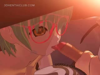 Hentai Beauty Blowing Dick Gets Jizzed On Her Glasses