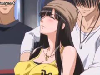 Brunette anime cutie gets rubbed