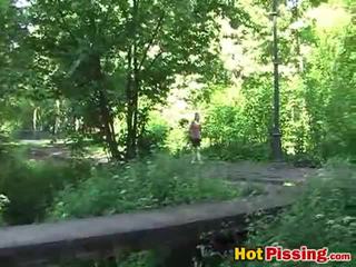 Pissing Pussy Having Her Spicy Funtime Inside The Forest