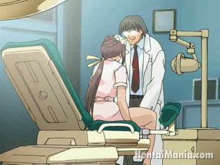 Agraciado anime enfermera getting grande jugs teased y mojada crack humped por la cachonda doctor