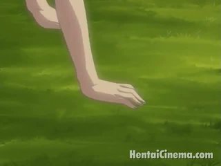 Flirty raudonplaukiai anime medus getting mažai cooze fingered ir giving smūgis darbas į the park