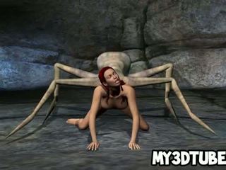 3d ruda laska getting fucked przez an obcy spider