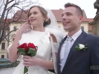 HUNT4K. Cute bride gets fucked for cash in front of her groom Porn Videos