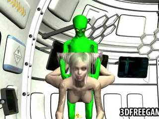 Busty 3D babe fucked by an alien