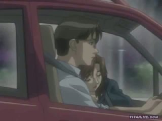 Hentai couple gets horny inside a car