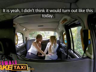 FemaleFakeTaxi Blonde Fitness babe loves big tits and eating pussy in taxi