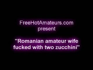 Romanian Amateur Wife Fucked With Two Zucchini